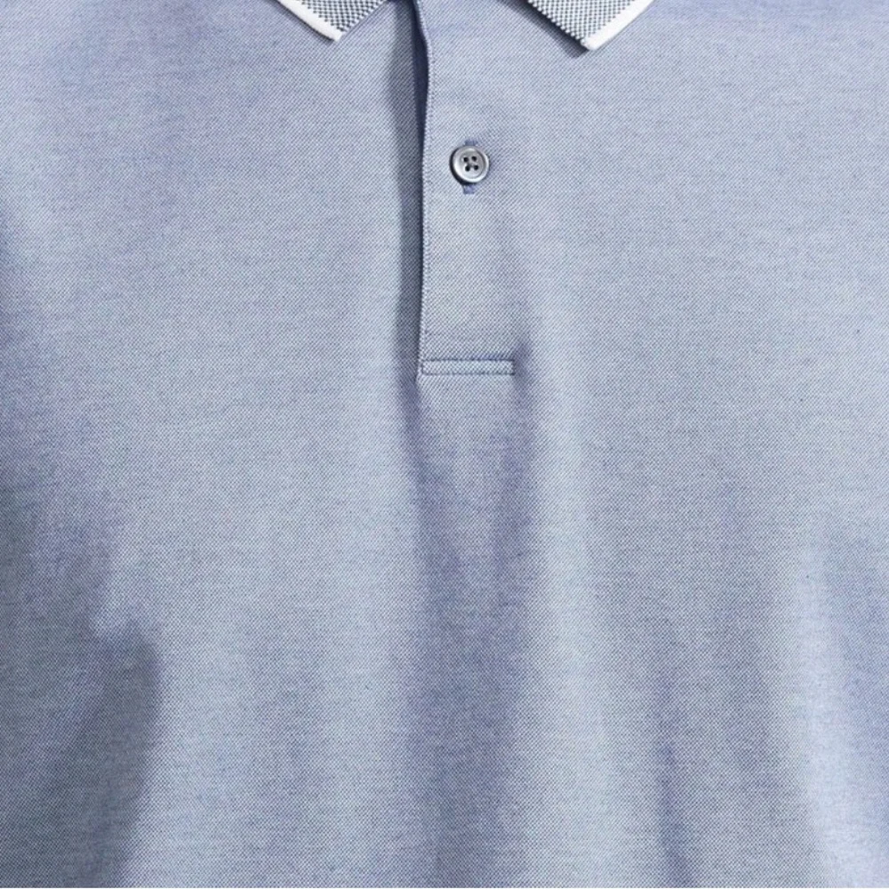 Theory Men's Slate Blue Polo with Contrast Collar Trim